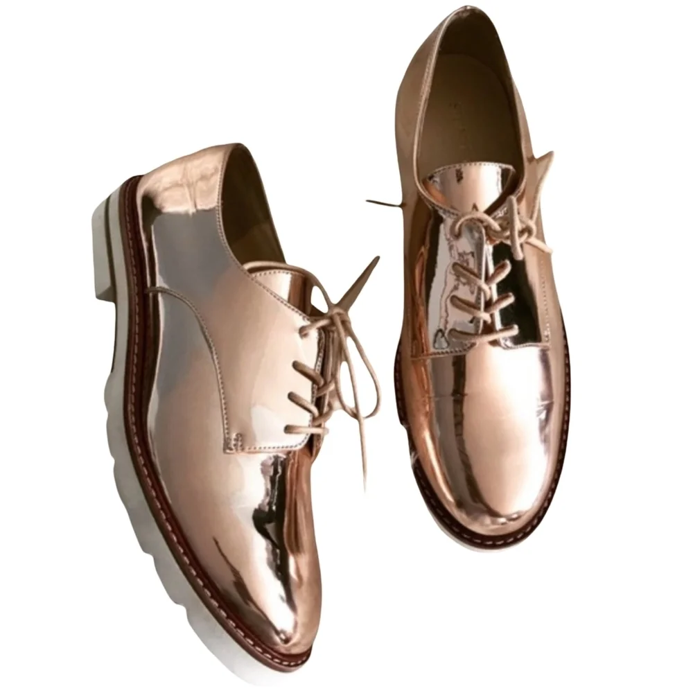 Stuart Weitzman Metro Metallic Oxford Platform Shoe 8.5